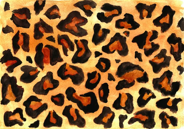 Estampado de leopardo marrón naranja dibujado a mano. Fondo acuarela — Foto de Stock