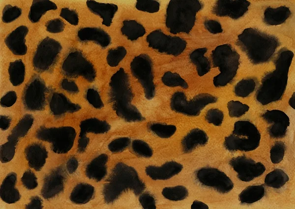 Hand-drawing orange brown leopard print. Watercolor background — Stock Photo, Image