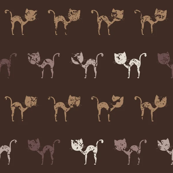 多彩的猫，无缝模式 — 图库矢量图片