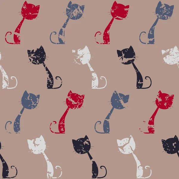 Gatos coloridos, patrón sin costuras — Vector de stock