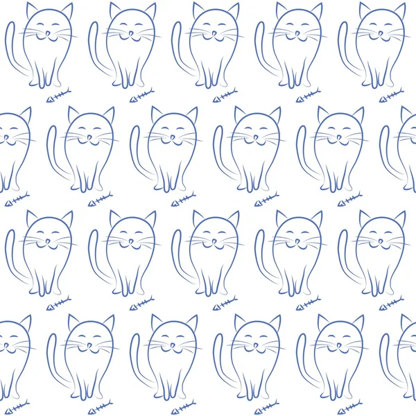 Patrón sin costuras con gatos. Doodle. Ilustración vectorial — Vector de stock