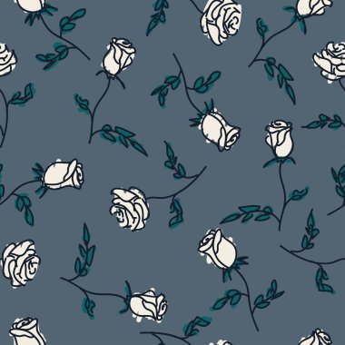 El Dikişsiz desen gül çizilmiş. Vektör çizim