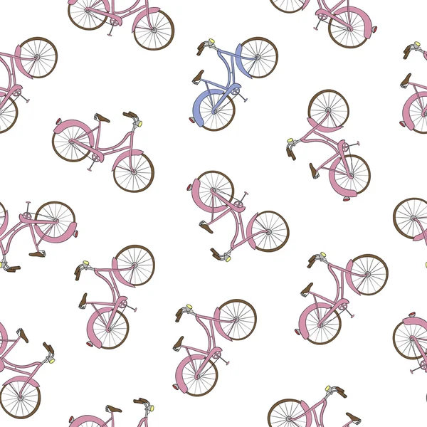 Modèle sans couture de vélo dessiné à la main — Image vectorielle