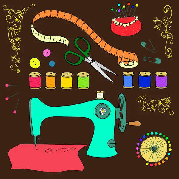 Sewing and needlework background Stock Vector