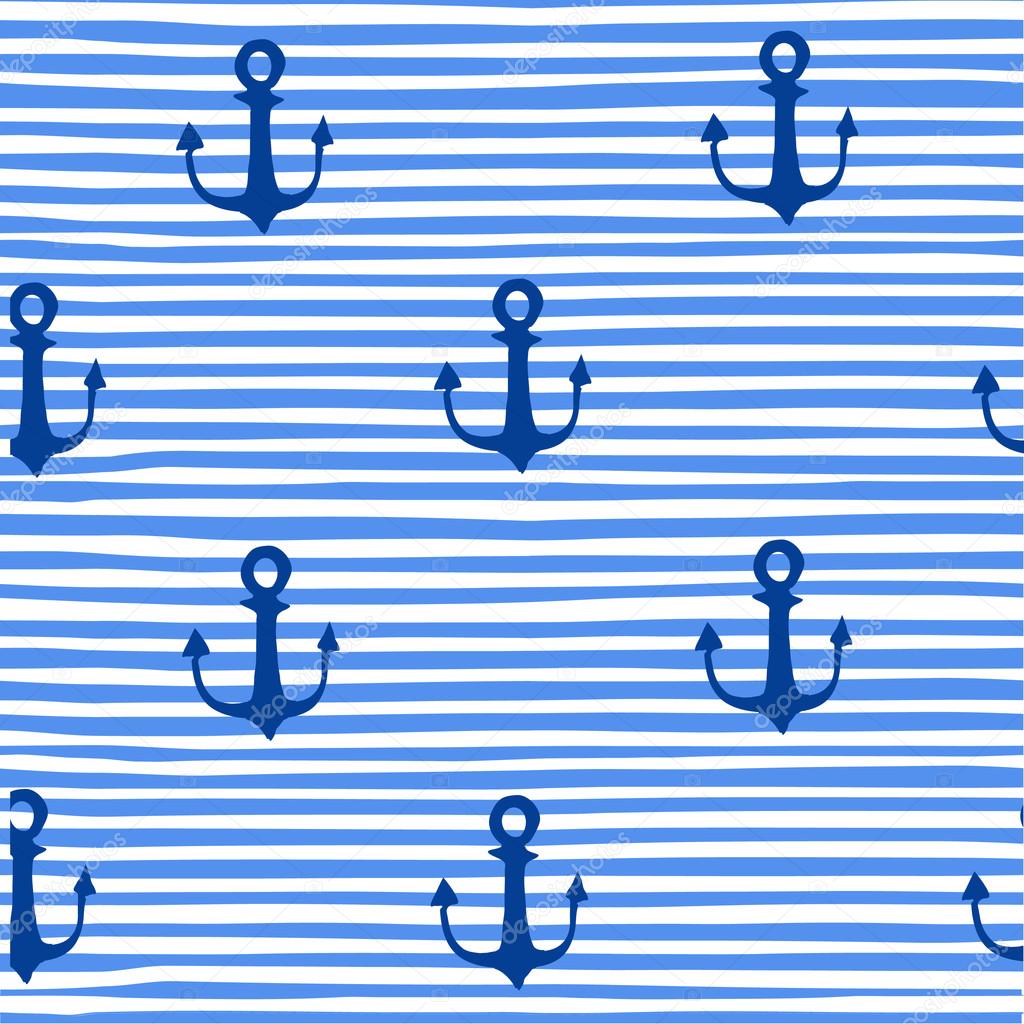 hand drawn anchor on strips background