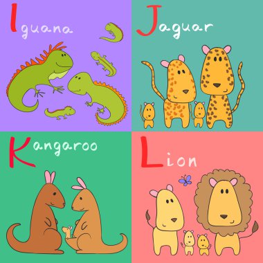 El alfabe hayvanlar vektör çizim dan L için çekilmiş