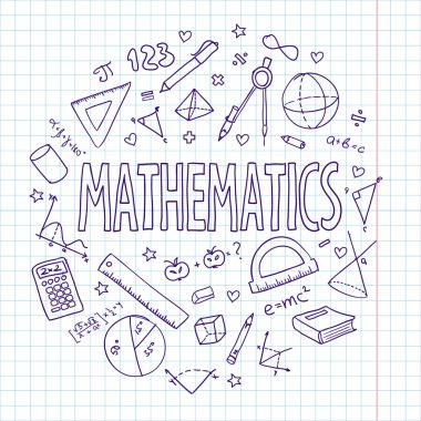 Elle çizilmiş vektör okul hazır, matematik. CN tasarımlarınız için kullanılması.