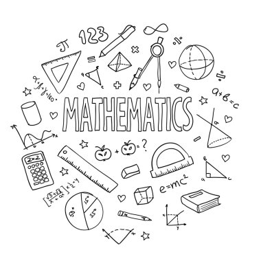 Elle çizilmiş vektör okul hazır, matematik. CN tasarımlarınız için kullanılması.
