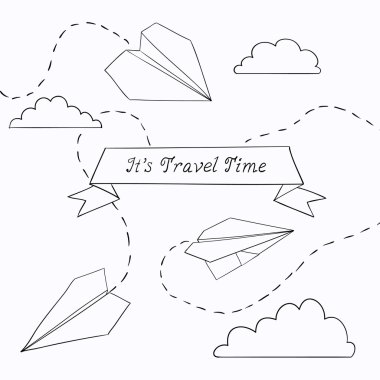 Vektör çizim kağıt uçaklar ve metin için yer