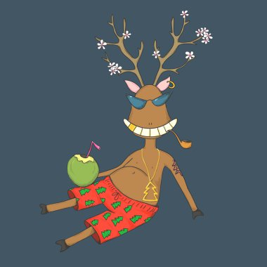 Chriatmas geyik bir plajda