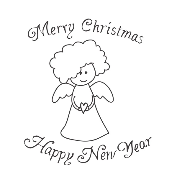 Ange de Noël dessiné main — Image vectorielle