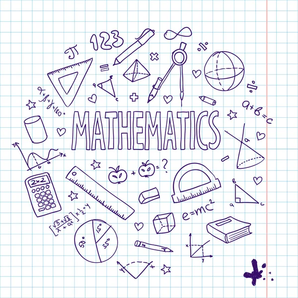 Hand drawn vector school set, mathematics. Cn be used for your design. — Stock Vector