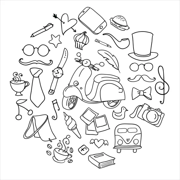 Hand drawn hipster set — Stock Vector