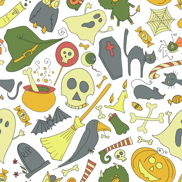 Patrón sin costuras ilustrar fantasma para halloween — Vector de stock