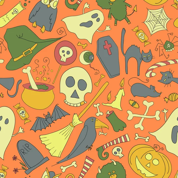 Naadloze patroon illustreren ghost voor halloween — Stockvector