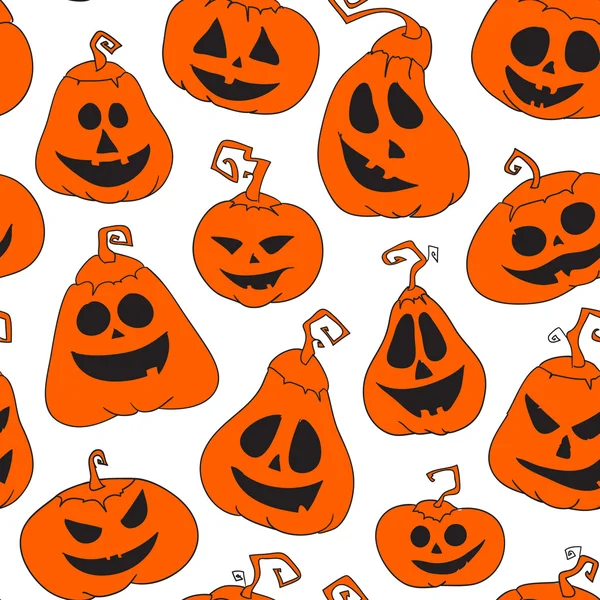 Patrón sin costuras para Halloween con calabazas — Vector de stock