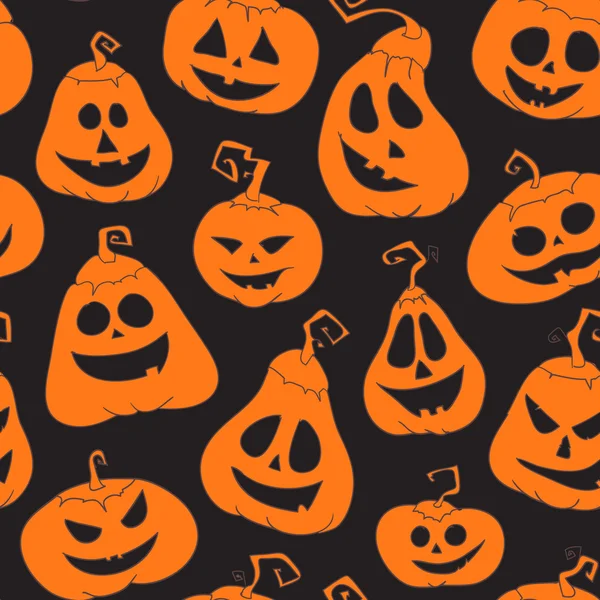 Patrón sin costuras para Halloween con calabazas — Vector de stock
