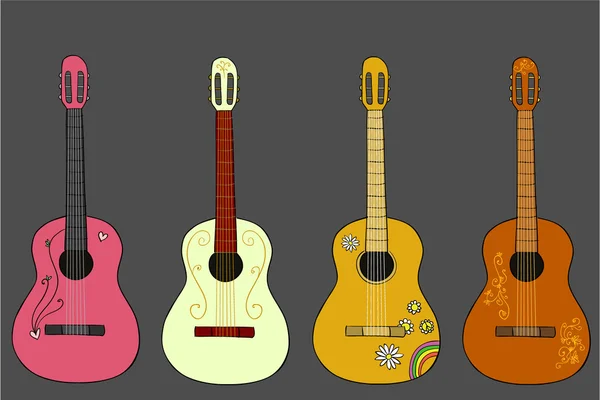 Patrón sin costura vectorial con gitarras en él — Vector de stock