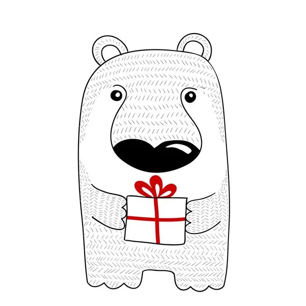 Kézzel rajzolt üdvözlőlap ünnepekre Vicces medve — Stock Vector