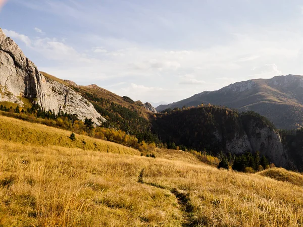 Wielki Thach Kaukazie Widok Szczytu Góry Przez Skały Zielonej Łąki — Zdjęcie stockowe