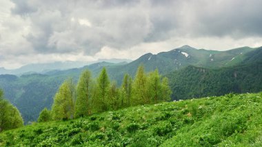 Dağlarda sağanak bulutlar, yağmurdan hemen önce. Doğal Park Bolşoy Thach. Adigea, Rusya. Yüksek kalite fotoğraf
