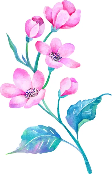Acuarela ilustración flores en fondo simple — Archivo Imágenes Vectoriales