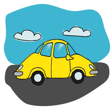 Vector set of different types of taxi cars and taxi signs. Yellow taxi.