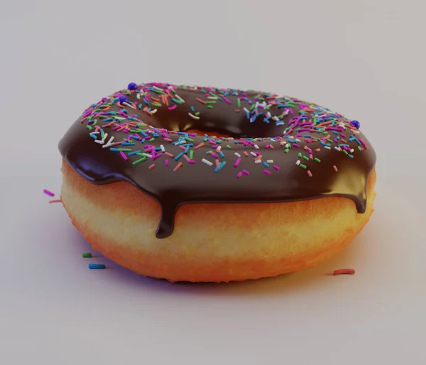 Heerlijke Donut met Sprinkles Geïsoleerd op witte achtergrond 3d render — Stockfoto