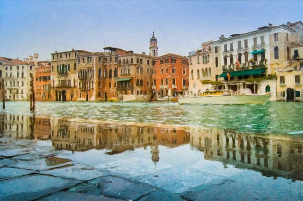 Aqua Alta High Water Flood Embankment Venice Italy — Foto de Stock