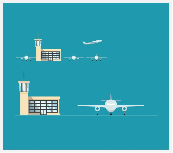 Airport, planes, a plane taking off — Stock Vector