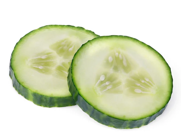 Fresh slice cucumber close-up on a white background. — Stock Photo, Image