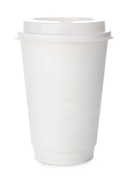 Papiertasse Kaffee in Nahaufnahme isoliert auf weißem Hintergrund. — Stockfoto