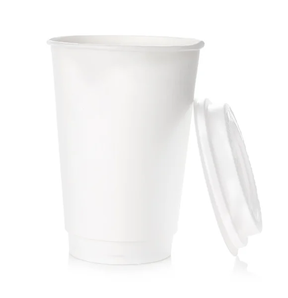 Papel taza de café primer plano aislado sobre fondo blanco . — Foto de Stock