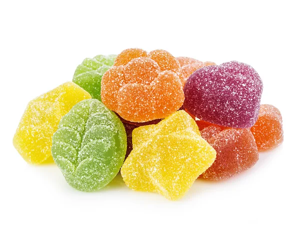 Kleurrijke jelly snoepjes close-up geïsoleerd op witte achtergrond. — Stockfoto
