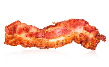 Beyaz bir arka plan üzerinde izole pastırma şerit yakın çekim.