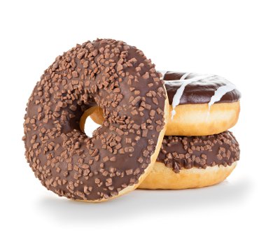 Beyaz bir arka plan üzerinde izole donuts yakın çekim