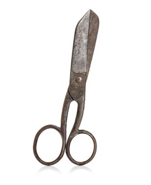 Beyaz bir arka plan üzerinde izole vintage, eski makas yakın çekim