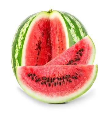 Karpuz dilimleri yakın çekim beyaz bir arka plan üzerinde izole ile