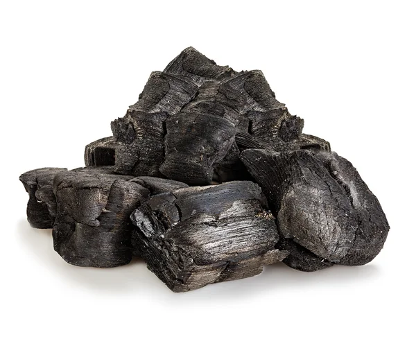 Carbón vegetal primer plano aislado —  Fotos de Stock
