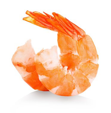 Kaplan karides. Beyaz bir arka plan üzerinde izole karides. Deniz ürünleri