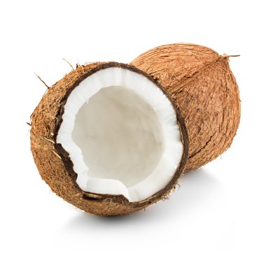 Beyaz arkaplanda izole hindistan cevizleri