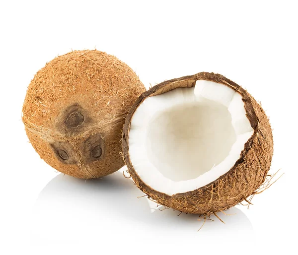 Noci di cocco isolate su sfondo bianco — Foto Stock