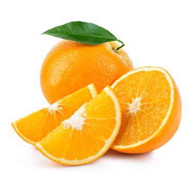 Beyaz arka planda izole edilmiş portakal meyvesi.