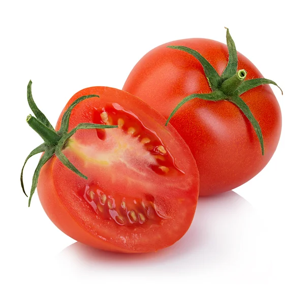 Frische rote Tomaten isoliert auf weißem Hintergrund. — Stockfoto