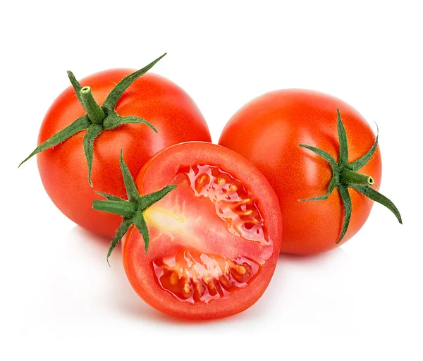 Frische rote Tomaten isoliert auf weißem Hintergrund. — Stockfoto