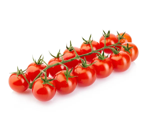 Tomates cherry frescos maduros en rama aislada sobre fondo blanco . —  Fotos de Stock