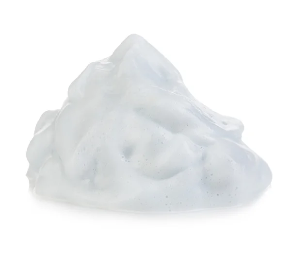 Crema de espuma blanca loción de jabón mousse aislado sobre un fondo blanco . — Foto de Stock
