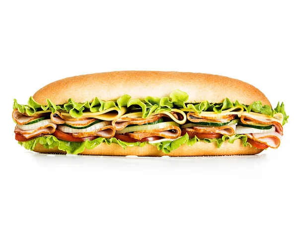 Big tasty sandwich close-up isolated on a white background. — 스톡 사진