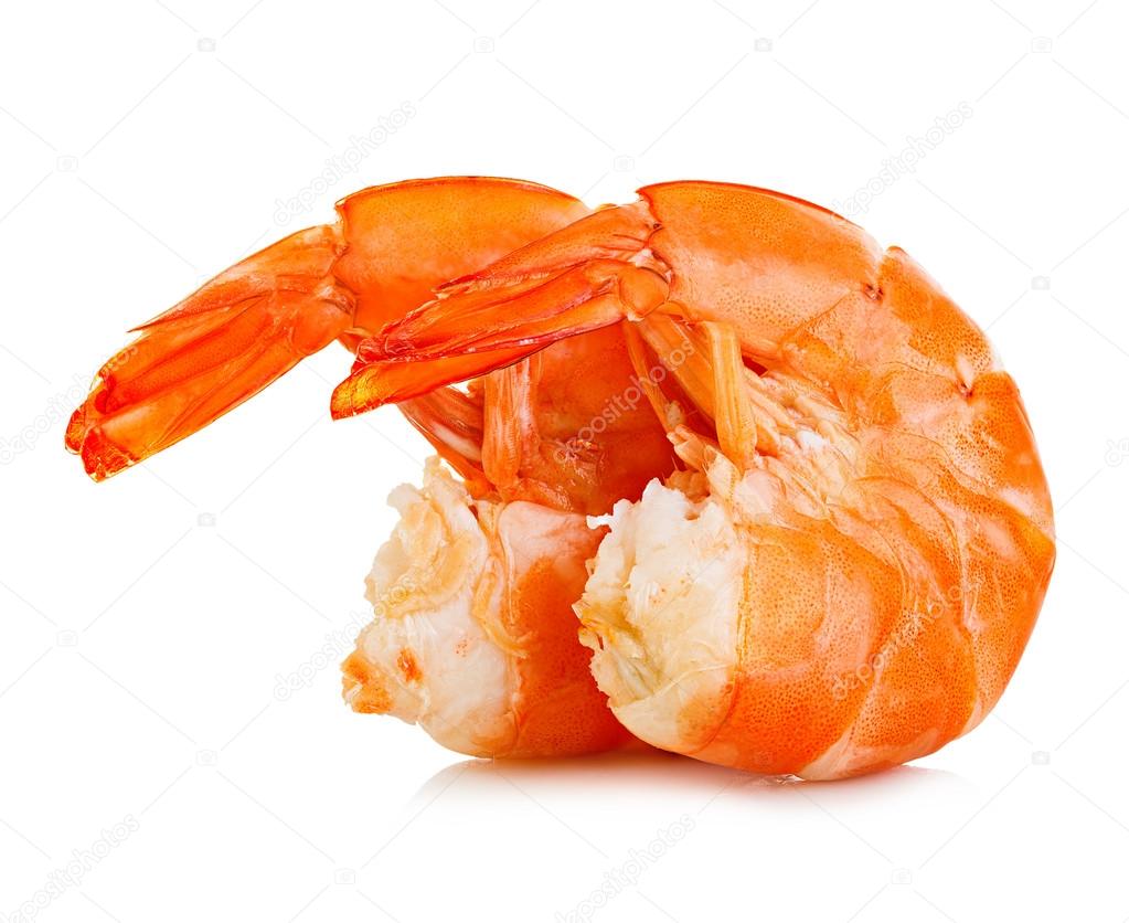 Tiger shrimps. Prawns isolated on a white background. Seafood