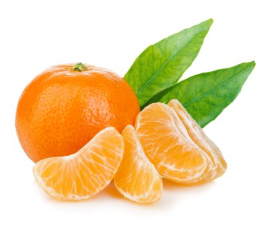 Mandarin yaprakları yakın çekim ile.